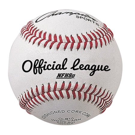 Champion Sports 3 in. NFHS Leather Official League Baseball, White & Red - Pack of 12 OLB10
